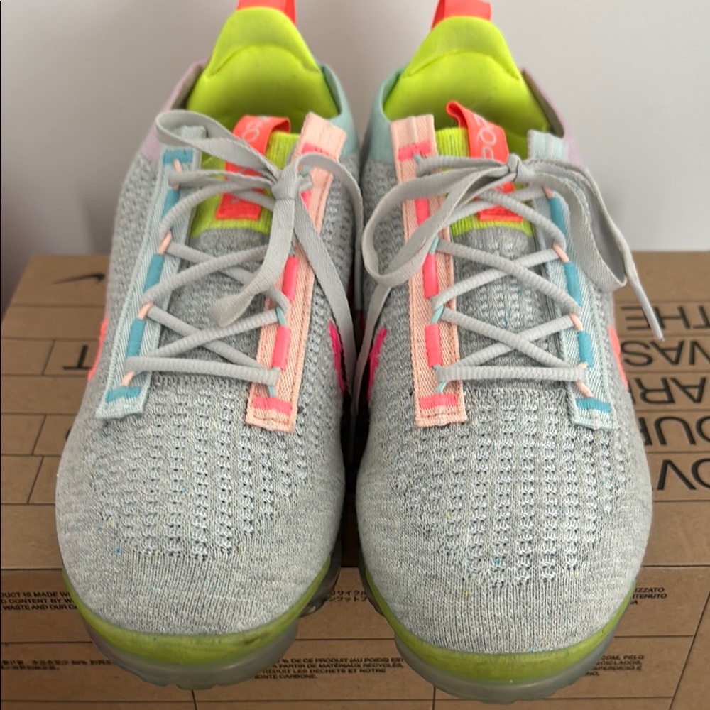 Nike Gray Athletic Shoes with Neon Accents